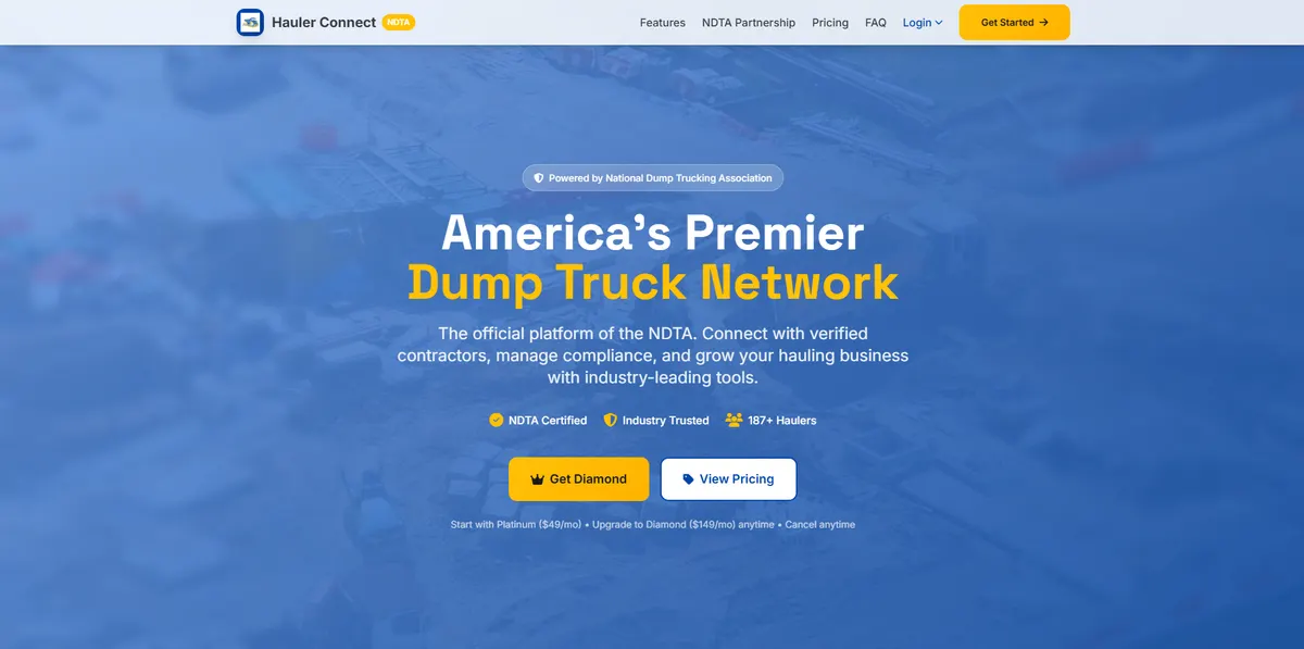 Hauler Connect logistics marketplace website built by Li Sevidal
