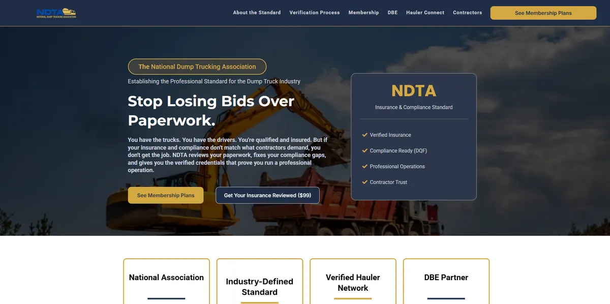 National Dump Trucking Association website by Li Sevidal